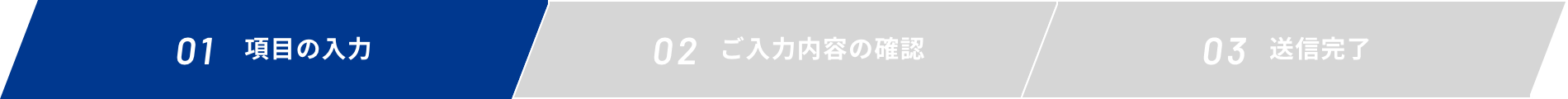 項目の入力 ご入力内容の確認 送信完了